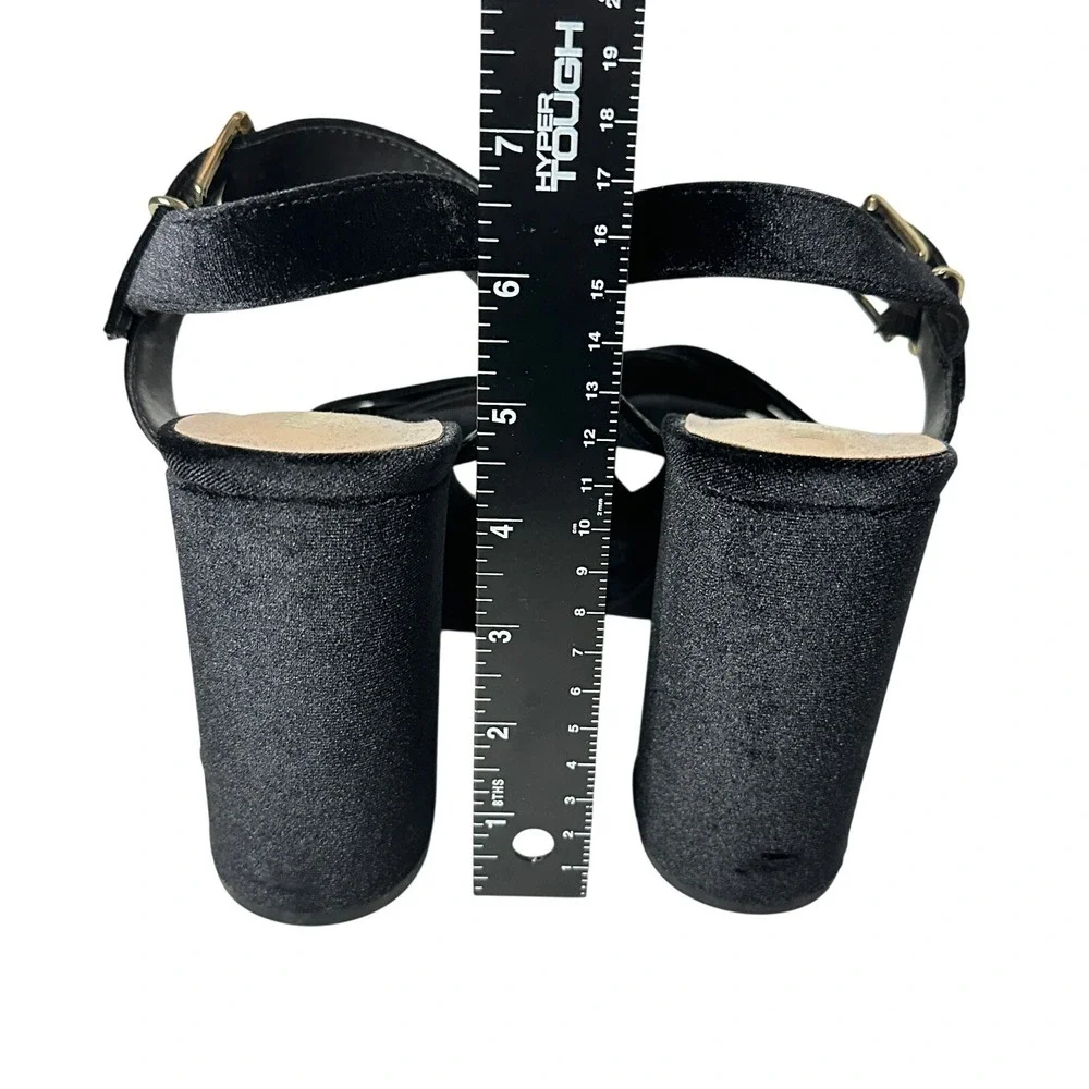 Mossimo Alexandra Black Velvet Platform Block Heel Sandals Womens 9.5 NWT
